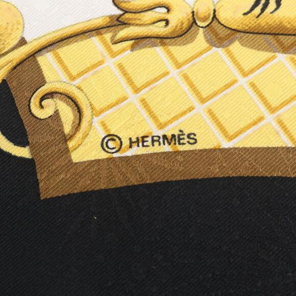 HERMES Authentic Black Silk Scarf - Picture 2 of 4